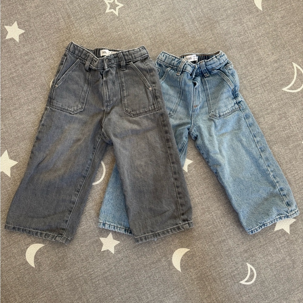 Zara Kids Wide Leg Jeans Blue & Gray